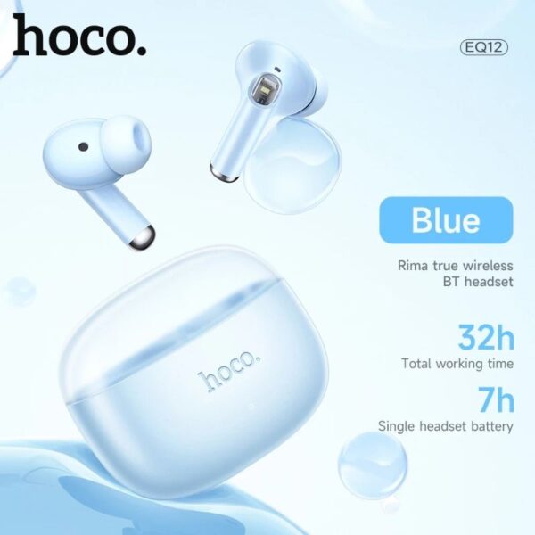 Hoco. EQ12 - Ecouteurs Bluetooth 5.3 avec 32h d'Autonomie - Bleu