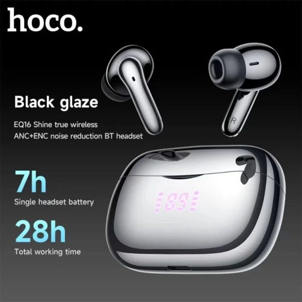 Hoco EQ16 [ ANC + ENC ] - Ecouteurs Bluetooth 5.3 with Transparency Mode & LED - Noir