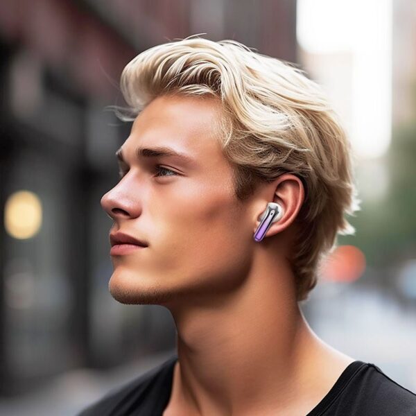 Hoco EQ16 [ ANC + ENC ] - Ecouteurs Bluetooth 5.3 with Transparency Mode & LED - Mauve/Blanc – Image 15