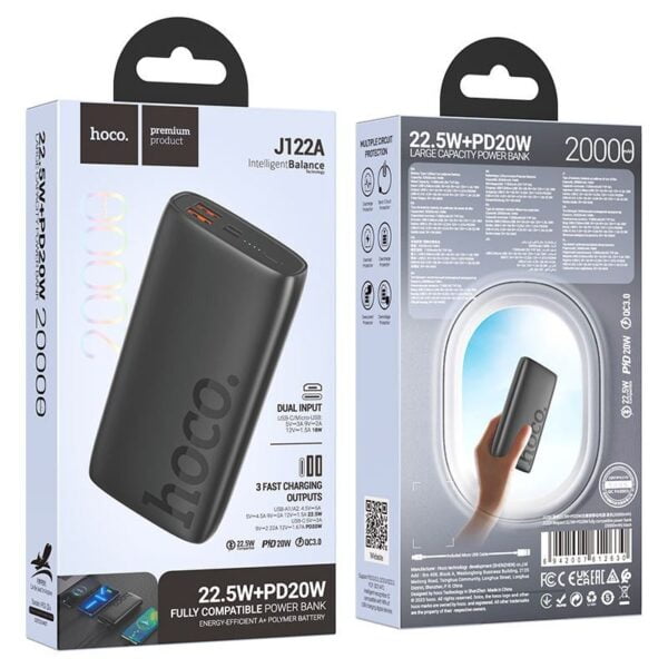 Hoco “J122A Respect” - Power Bank 20000mAh avec Charge Rapide 22.5W