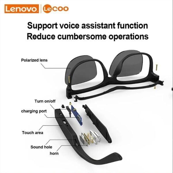 Lenovo Lecoo C8 - Lunettes de soleil Smart Bluetooth avec Son HD – Image 6