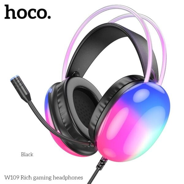 Hoco W109 - Casque Gaming avec Eclairage RGB - Noir – Image 7