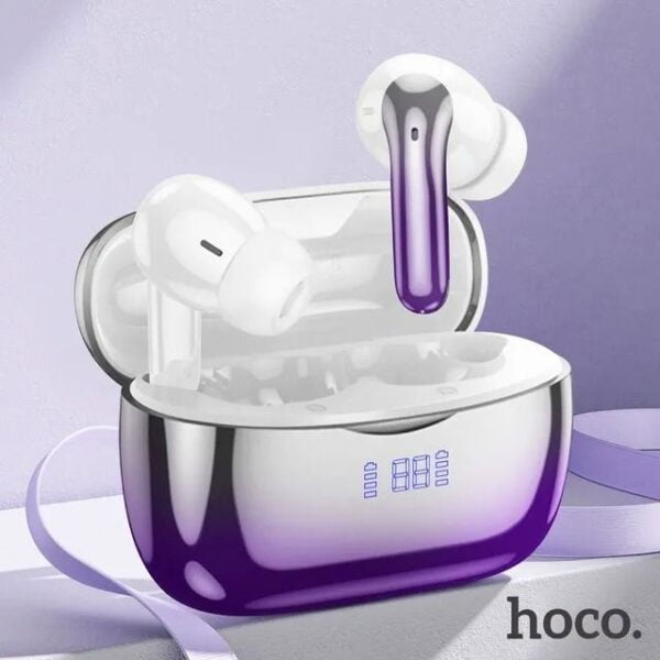 Hoco EQ16 [ ANC + ENC ] - Ecouteurs Bluetooth 5.3 with Transparency Mode & LED - Mauve/Blanc – Image 12