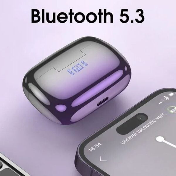 Hoco EQ16 [ ANC + ENC ] - Ecouteurs Bluetooth 5.3 with Transparency Mode & LED - Mauve/Blanc – Image 11