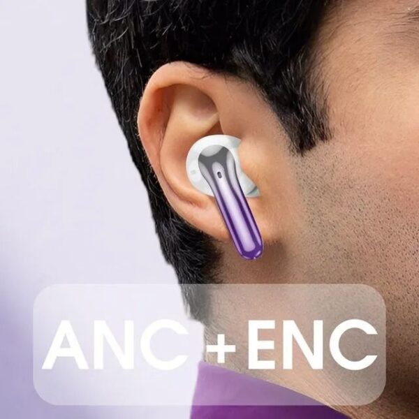 Hoco EQ16 [ ANC + ENC ] - Ecouteurs Bluetooth 5.3 with Transparency Mode & LED - Mauve/Blanc – Image 10