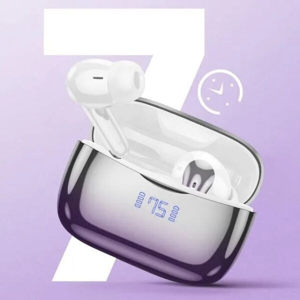 Hoco EQ16 [ ANC + ENC ] - Ecouteurs Bluetooth 5.3 with Transparency Mode & LED - Mauve/Blanc – Image 13