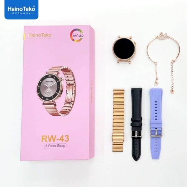 HainoTeko RW43 - Smartwatch avec 3 Bracelets + Bracelet Gold pour Femmes – Image 8