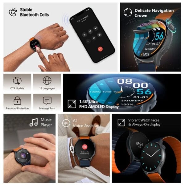 Kieslect KR PRO By Xiaomi - Smart Calling Watch Écran AMOLED Ultra HD de 1,43 pouces – Image 19