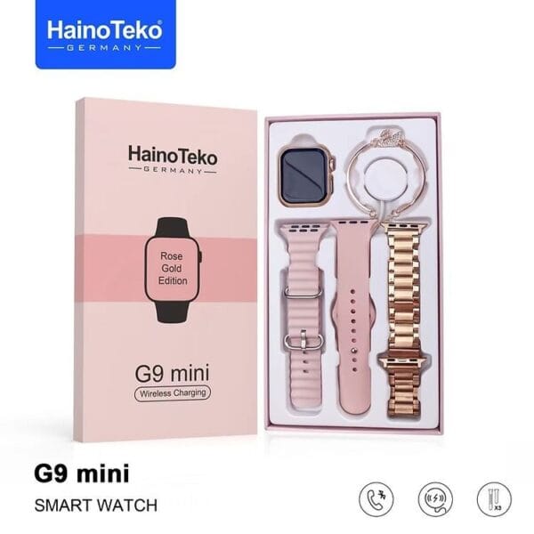 HainoTeko G9 Mini Rose & Gold Edition - Smart Watch 3 Bracelets pour Femmes