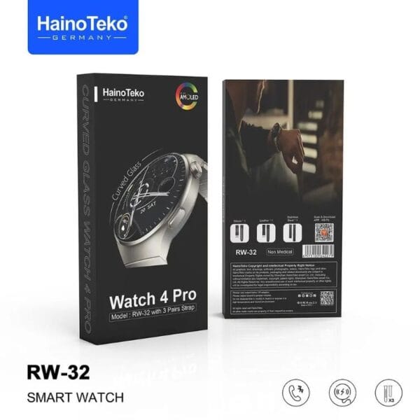 HainoTeko Watch 4 Pro – Smart Watch Amoled avec 3 Paires de Bracelets – Image 9