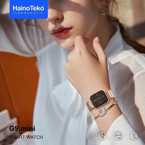 HainoTeko G9 Mini Rose & Gold Edition - Smart Watch 3 Bracelets pour Femmes – Image 7
