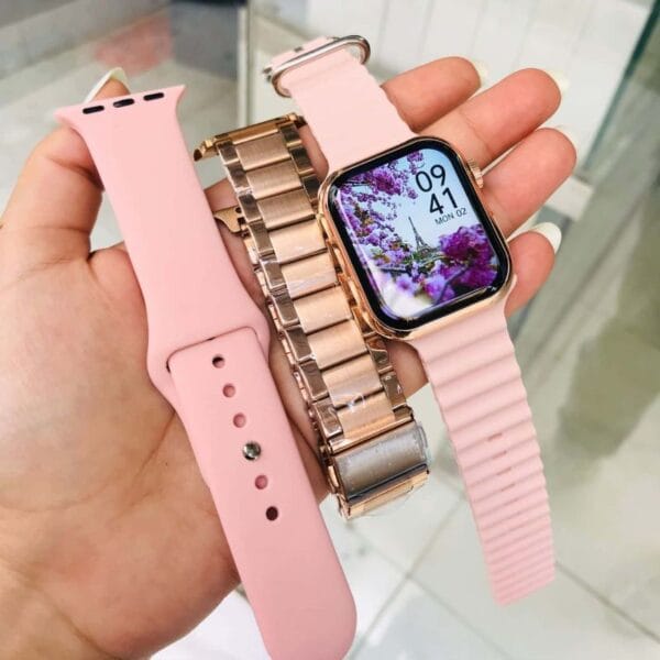 HainoTeko G9 Mini Rose & Gold Edition - Smart Watch 3 Bracelets pour Femmes – Image 3