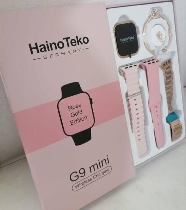 HainoTeko G9 Mini Rose & Gold Edition - Smart Watch 3 Bracelets pour Femmes – Image 5