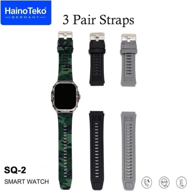 HainoTeko SQ2 - Smartwatch Bluetooth Écran AMOLED avec 3 Bracelets – Image 6