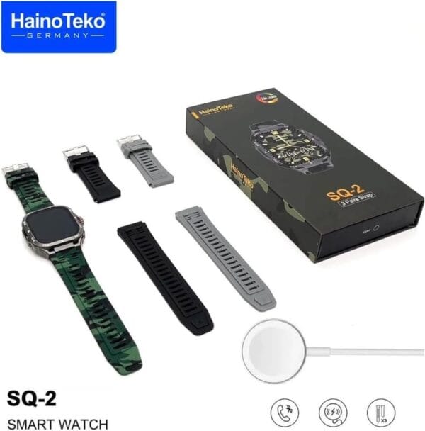HainoTeko SQ2 - Smartwatch Bluetooth Écran AMOLED avec 3 Bracelets – Image 5