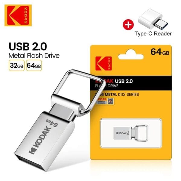 Pack Kodak K112 – Clé USB 64GB + Adaptateur OTG USB Type-C