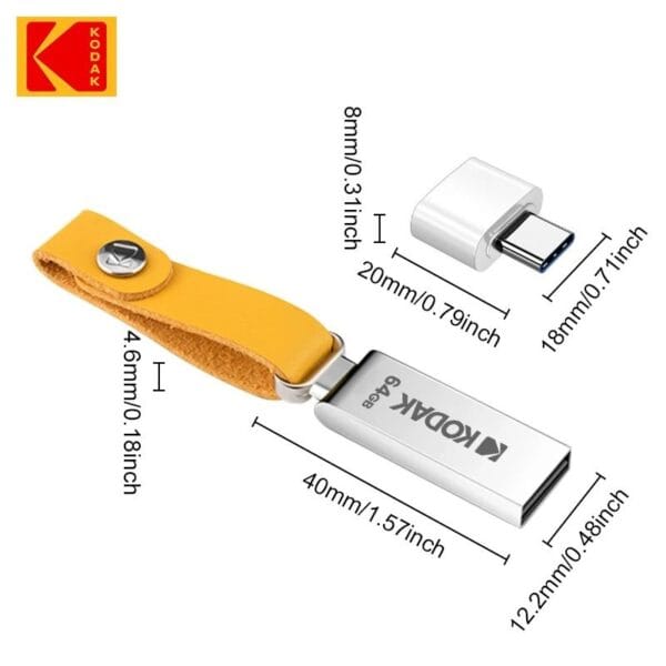 Pack Kodak K122 – Clé USB 64GB + Adaptateur OTG USB Type-C – Image 2