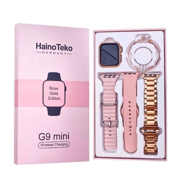 HainoTeko G9 Mini Rose & Gold Edition - Smart Watch 3 Bracelets pour Femmes – Image 11