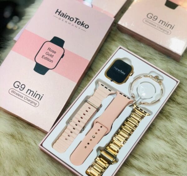 HainoTeko G9 Mini Rose & Gold Edition - Smart Watch 3 Bracelets pour Femmes – Image 12
