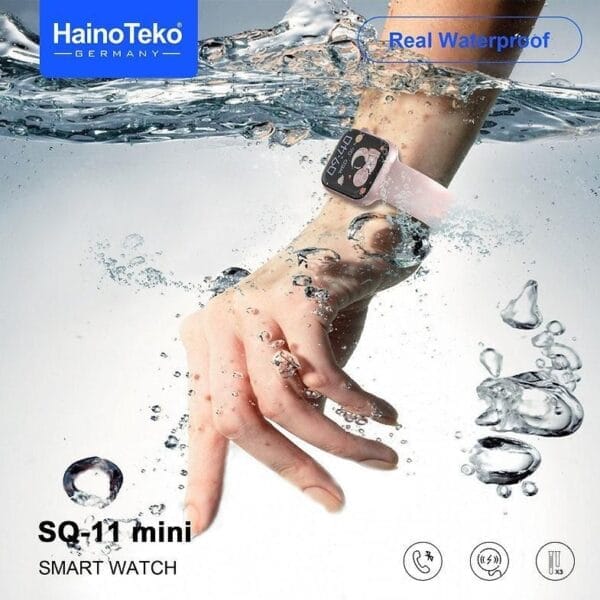 HainoTeko SQ11 Mini - Smartwatch Bluetooth Écran AMOLED avec 3 bracelets inclus - Rose – Image 3