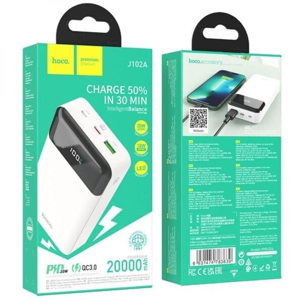 Hoco J102A Cool Figure - Power Bank Fast Charge PD20W + QC3.0 20000mAh – Image 10