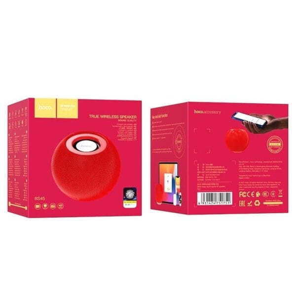 Hoco BS45 Deep Sound - Haut-parleur / Baffle Bluetooth, FM, carte TF, TWS - Rouge – Image 5