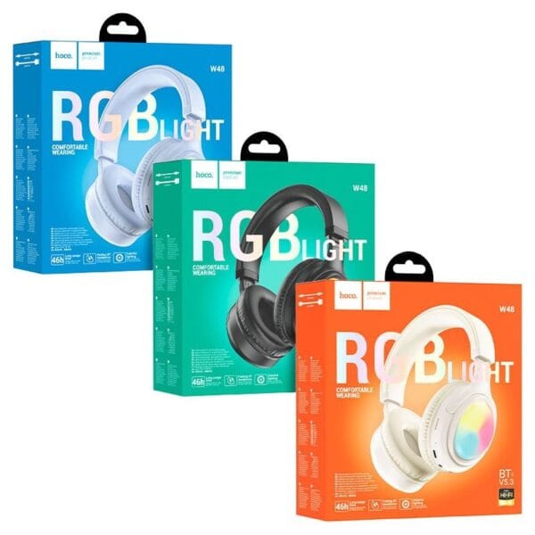 Hoco W48 Focus - Casque Bluetooth 5.3 RGB & 46h d'Autonomie – Image 18