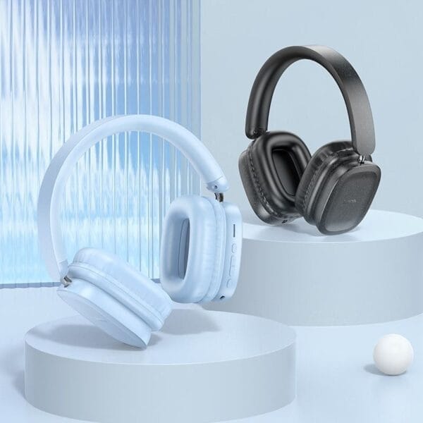 Hoco W51 - Casque Bluetooth 5.3, Aux, TF Card avec 46h d'écoute Non-Stop – Bleu – Image 3
