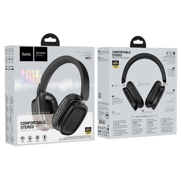 Hoco. W51 Original - Casque Bluetooth 5.3, Aux, TF Card avec 46h d'écoute Non-Stop – Noir