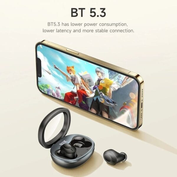 Hoco EQ3 Smart - Écouteurs Bluetooth 5.3 Affichage LED & 7h d'Autonomie - Noir – Image 2