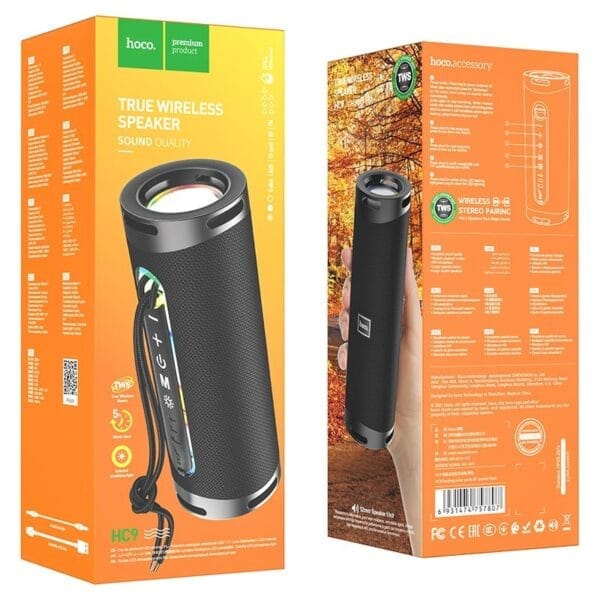 Hoco HC9 Dazzling Pulse - Haut-parleur Bluetooth avec Eclairage LED - Noir – Image 2