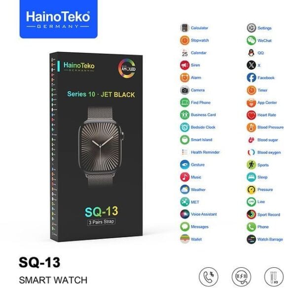 HainoTeko SQ-13 Series 10 - Smart Watch Serie 10 Amoled avec 3 Bracelets – Image 8