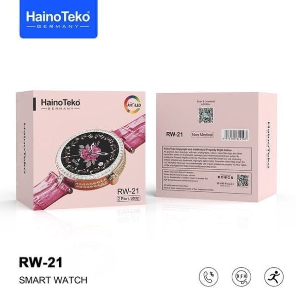 HainoTeko RW21 - Smartwatch Écran HD 1,3" Amoled - Noir & Rouge – Image 6