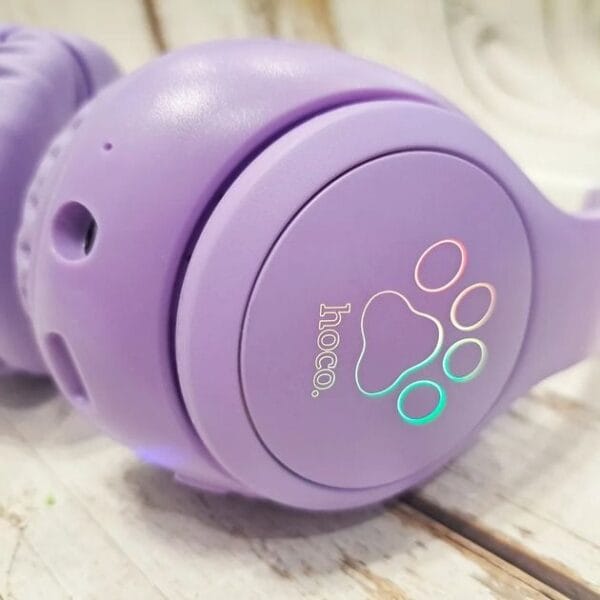 Hoco W42 - Casque Bluetooth 5.3 avec Éclairage RGB - Mauve – Image 9