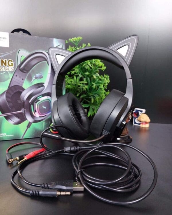 HOCO W107 Cute Cat - Casque Gaming avec Oreilles de Chat Lumineuses – Image 14