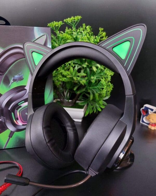 HOCO W107 Cute Cat - Casque Gaming avec Oreilles de Chat Lumineuses – Image 13