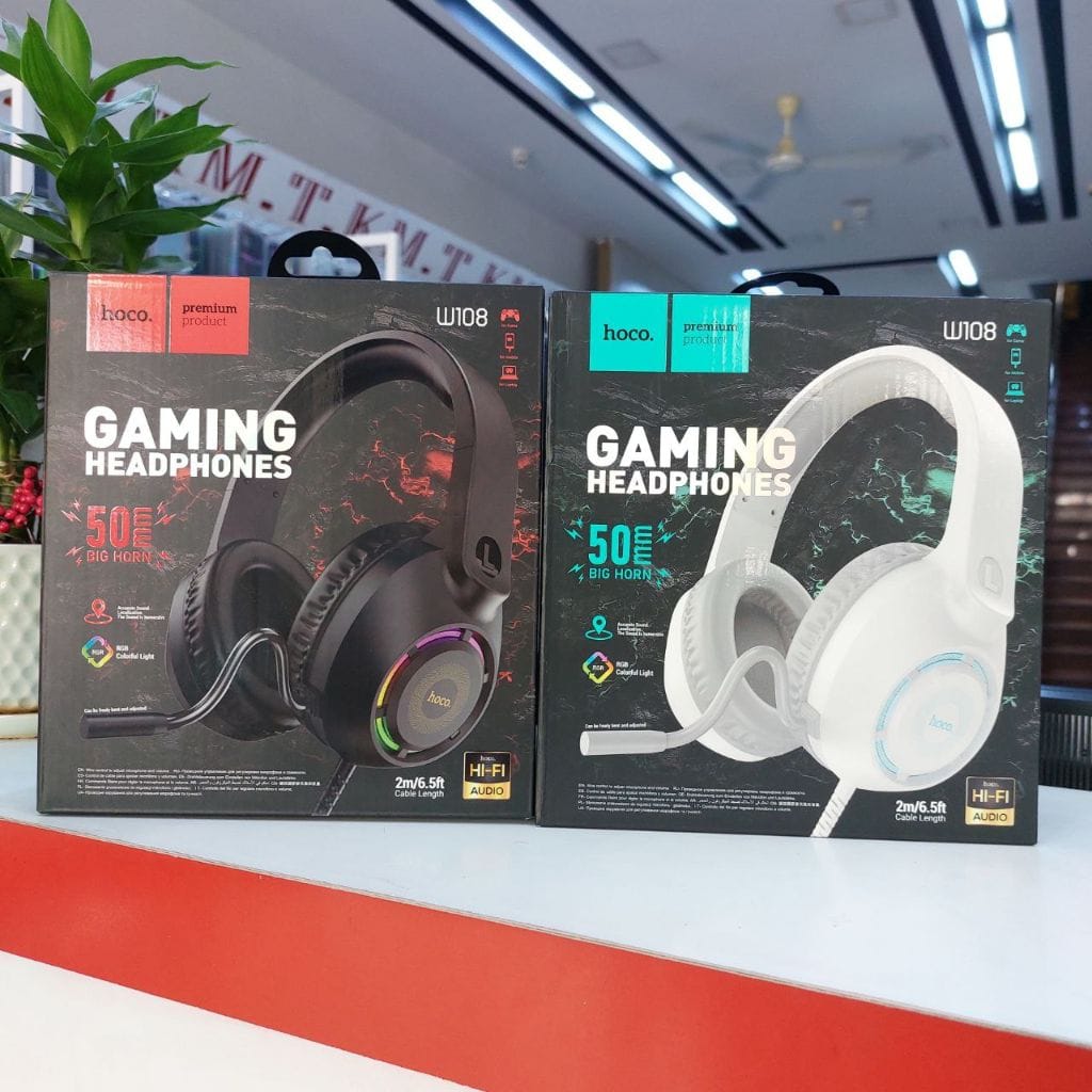 HOCO W108 Sue - Casque Gaming avec Éclairage LED - Noir HOCO W108 Sue - Casque Gaming avec Éclairage LED - Noir