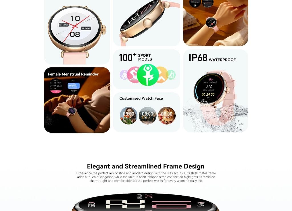 Kieslect Lady Smart Watch Pura - Écran AMOLED 1,19 pouce avec 2 Bracelets Kieslect Lady Smart Watch Pura - Écran AMOLED 1,19 pouce avec 2 Bracelets