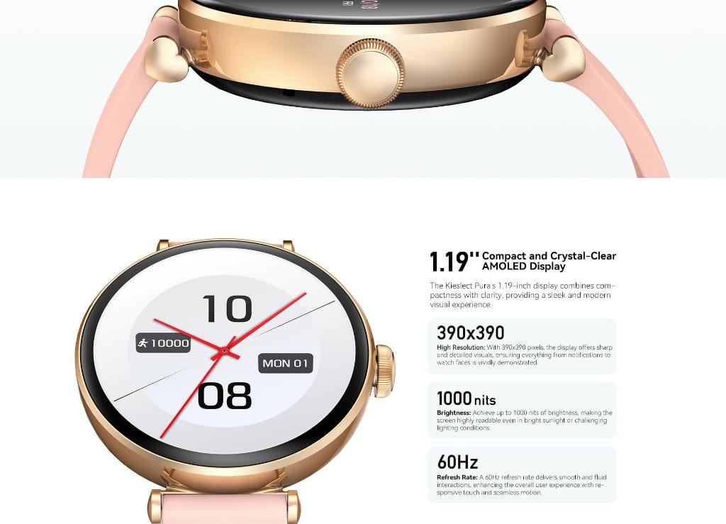 Kieslect Lady Smart Watch Pura - Écran AMOLED 1,19 pouce avec 2 Bracelets Kieslect Lady Smart Watch Pura - Écran AMOLED 1,19 pouce avec 2 Bracelets