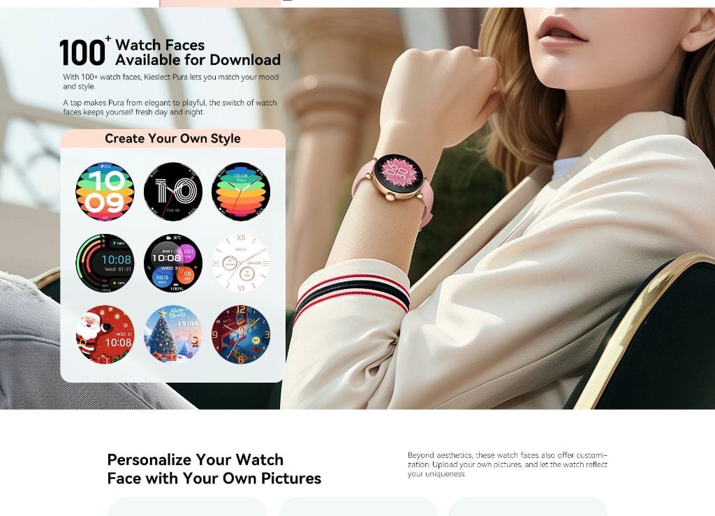 Kieslect Lady Smart Watch Pura - Écran AMOLED 1,19 pouce avec 2 Bracelets Kieslect Lady Smart Watch Pura - Écran AMOLED 1,19 pouce avec 2 Bracelets