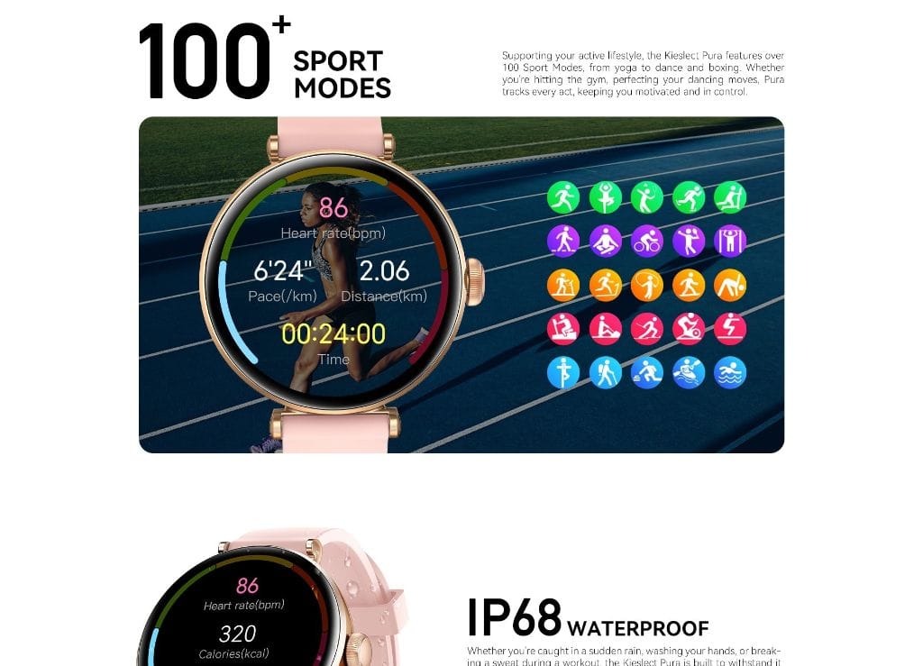 Kieslect Lady Smart Watch Pura - Écran AMOLED 1,19 pouce avec 2 Bracelets Kieslect Lady Smart Watch Pura - Écran AMOLED 1,19 pouce avec 2 Bracelets