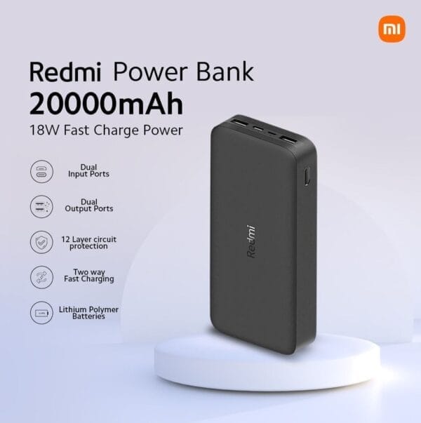 Xiaomi Redmi 20000mAh - Power Bank Fast Charge 18W - Noir – Image 3