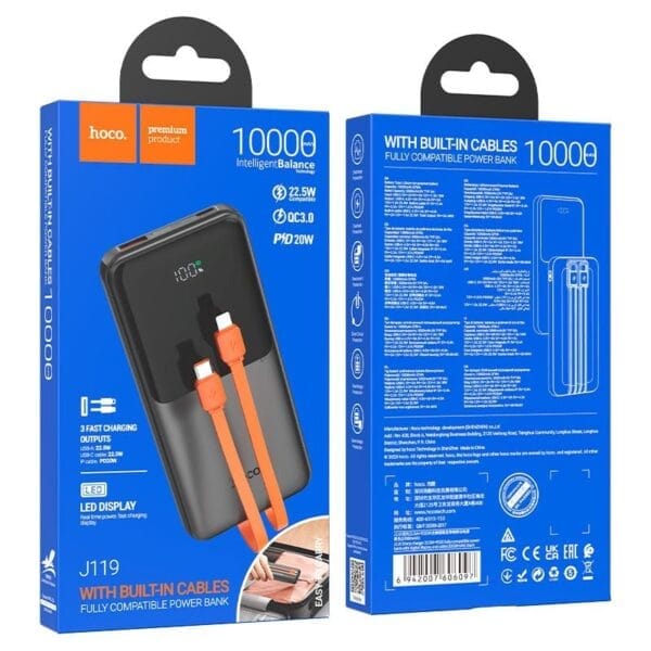Hoco J119 Sharp Charger - Power Bank Fast Charge 10000mAh 22.5
