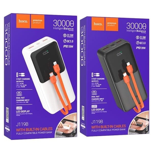 Hoco J119B Sharp Charger - Power Bank 30000mAh Fast Charge 22.5W