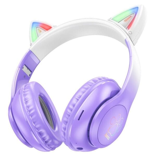 Hoco W42 - Casque Bluetooth 5.3 avec Éclairage RGB - Mauve – Image 3
