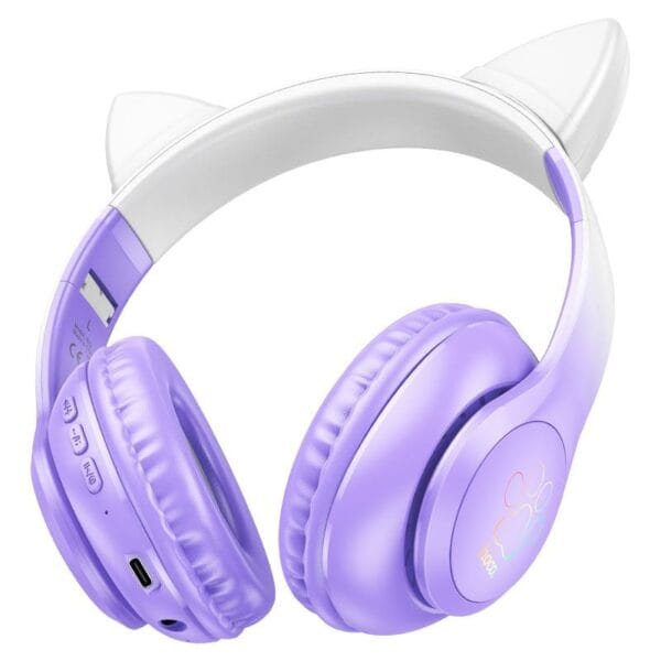 Hoco W42 - Casque Bluetooth 5.3 avec Éclairage RGB - Mauve – Image 5