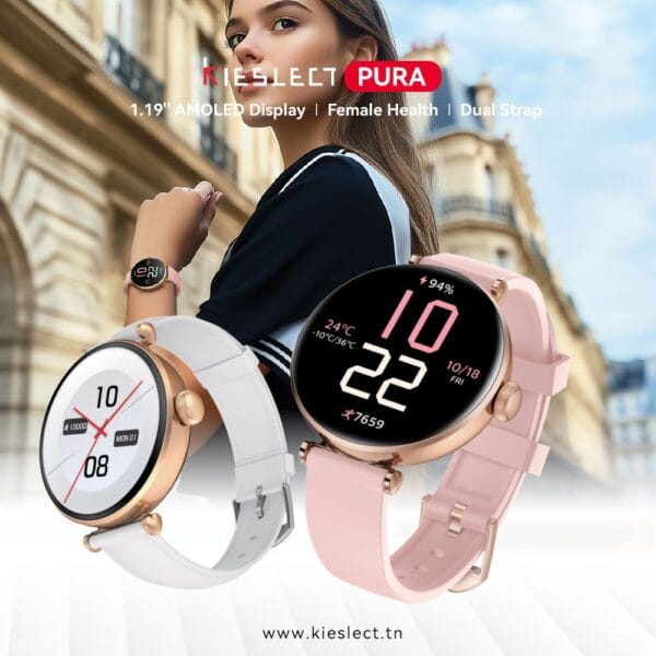 Kieslect Lady Smart Watch Pura - Écran AMOLED 1,19 pouce avec 2 Bracelets