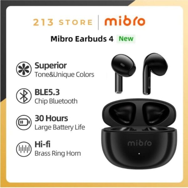 Mibro Earbuds 4 By Xiaomi - Ecouteurs Bluetooth 5.3 Hi-Fi Sound - Noir