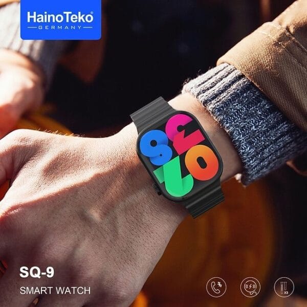HainoTeko SQ-9 - Smartwatch Ecran Amoled avec 3 Bracelets - Noir – Image 2