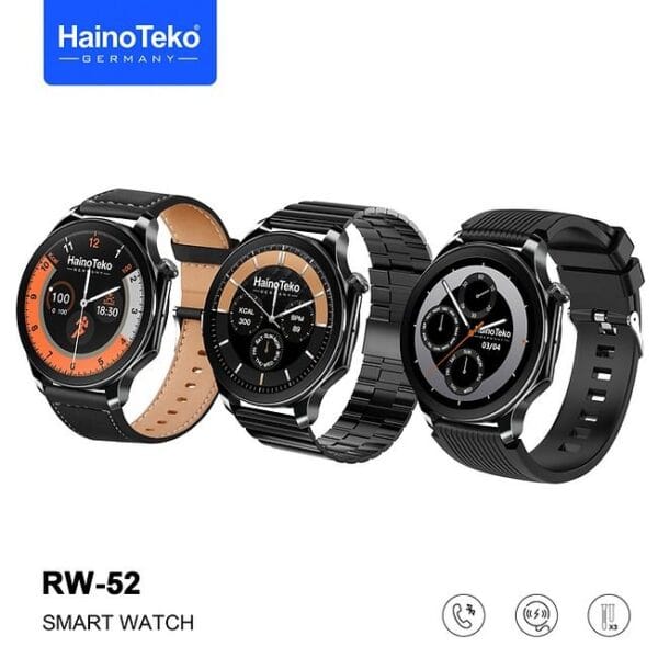 HainoTeko RW-52 - Smart Watch Ecran Amoled HD avec 3 Bracelets - Noir – Image 3